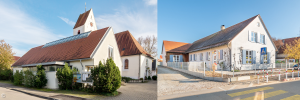 Bilder der beiden Gemeindehäuser in Nersingen und in Steinheim